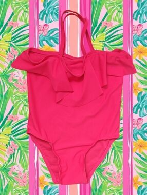 Old Navy Girl's Hot Pink Ruffle One-Piece Swimsuit